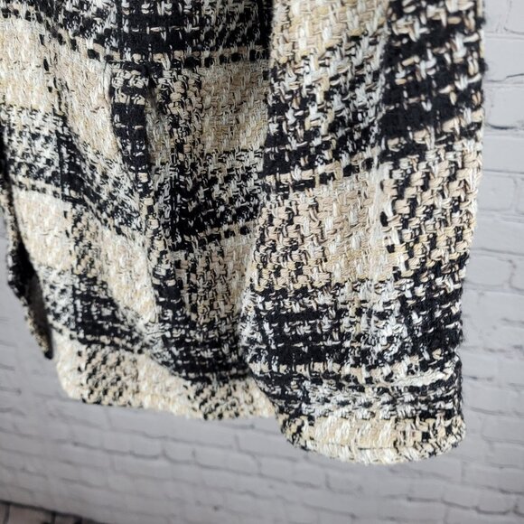Zara Black Beige Check Buttoned Collared Unlined Shacket Jacket XS - Picture 10 of 11